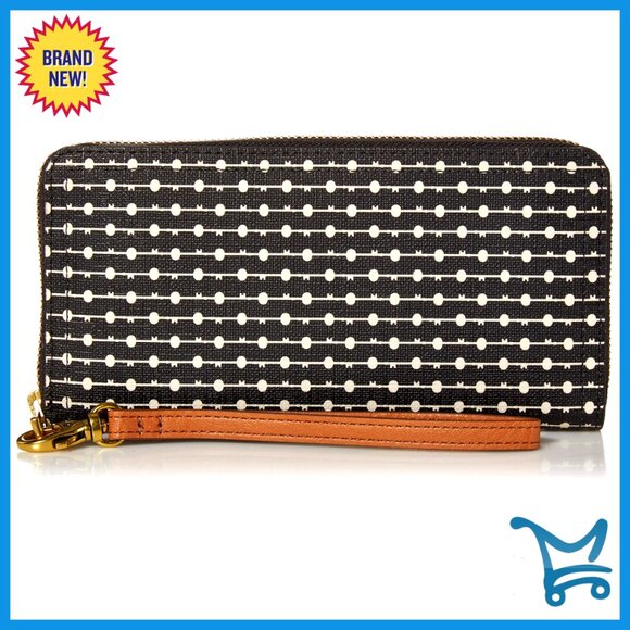 Leather RFID-Blocking Zip Clutch Wallet with Detachable Wristlet Strap